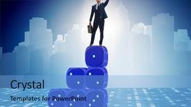  Presentation with stack - Amazing slide set having balancing on top of dice backdrop and a light blue colored foreground