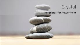  Presentation with zen - PPT theme having balancing-pebbles-on-wooden-table background and a light gray colored foreground