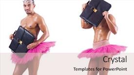  Presentation with ballet - Slide deck having balancing portfolio - man wearing ballet tutu isolated background and a  colored foreground