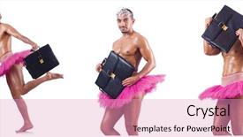  Presentation with ballet - Amazing slides having balancing portfolio - man wearing ballet tutu isolated backdrop and a  colored foreground