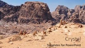  Presentation with petra - Slides featuring balancing-rock-pile-petra-jordan background and a coral colored foreground