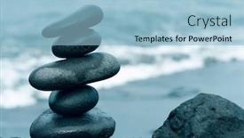  Presentation with pyramid - Slide set enhanced with balancing-stones-arranged background and a light blue colored foreground