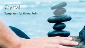  Presentation with pyramid - PPT theme consisting of balancing-stones-arranged background and a sky blue colored foreground