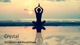  Presentation with yoga - PPT theme consisting of balancing stress - silhouette yoga woman background and a lemonade colored foreground