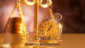  Presentation with time money - PPT theme featuring balancing time and money background and a gold colored foreground