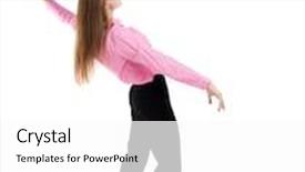  Presentation with pink business - Presentation theme enhanced with balancing young business woman or dodge falling woman rear view people collection isolated over white background woman office worker in a pink shirt falls on his back waving his arms background and a white colored foreground