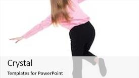  Presentation with falling person - Presentation theme enhanced with stumble - balancing young business woman background and a white colored foreground