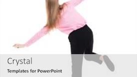  Presentation with young business people - Presentation theme having balancing-young-business-woman background and a  colored foreground