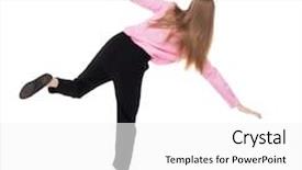  Presentation with falling person - PPT theme consisting of balancing young business woman or dodge falling woman rear view people collection backside view of person isolated over white background girl office worker in black trousers trying not to fall background and a white colored foreground