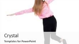  Presentation with falling person - Slides having balancing young business woman or dodge falling woman rear view people collection backside view of person isolated over white background girl office worker in black pants balances on right foot background and a white colored foreground