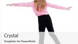  Presentation with falling person - PPT layouts featuring balancing young business woman or dodge falling woman rear view people collection backside view of person isolated over white background girl office worker in black pants balances on left leg background and a white colored foreground