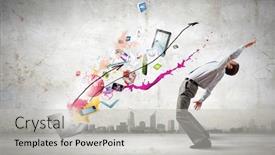  Presentation with beirut explosion - Cool new PPT layouts with balancing-young-man-evading backdrop and a light gray colored foreground