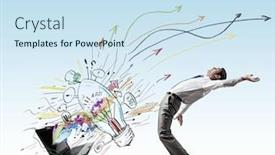  Presentation with explosion - Beautiful slide set featuring balancing-young-man-evading backdrop and a sky blue colored foreground