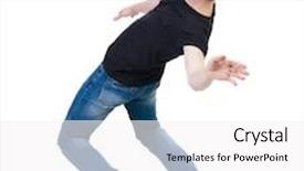  Presentation with falling person - Amazing slide deck having unsteady - balancing young man or dodge backdrop and a white colored foreground