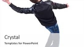  Presentation with black people - Slide set with balancing young man or dodge background and a white colored foreground
