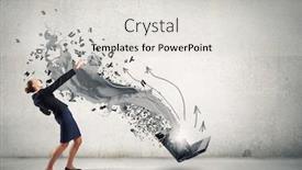  Presentation with explosion - Audience pleasing presentation consisting of balancing-young-woman-evading backdrop and a light gray colored foreground