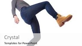  Presentation with falling person - Theme consisting of balancing young woman or dodge background and a white colored foreground