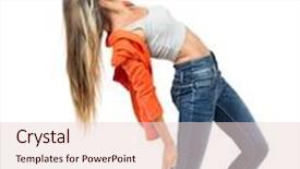  Presentation with falling person - PPT layouts with balancing young woman or dodge background and a lemonade colored foreground