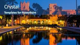  Presentation with san diego california - Slide set featuring balboa park in san diego background and a ocean colored foreground