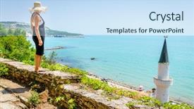  Presentation with gardens - Theme enhanced with balchik palace gardens in bulgaria background and a sky blue colored foreground