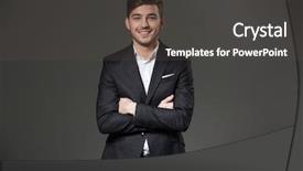  Presentation with balck - Slides having balck - cheerful successful young businessman background and a dark gray colored foreground