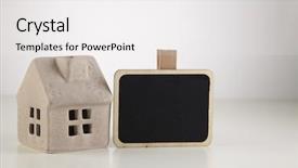 Presentation with house - Amazing PPT theme having balckboard with the mini model backdrop and a white colored foreground