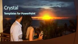  Presentation with love - Amazing PPT theme having balcony - couple in love enjoying backdrop and a ocean colored foreground