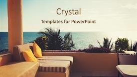  Presentation with vacation - Audience pleasing PPT theme consisting of balcony of home or hotel backdrop and a cream colored foreground