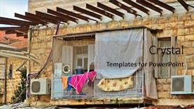  Presentation with jerusalem - Slide set with balcony of old house in jerusalem israel background and a coral colored foreground