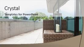  Presentation with garden - PPT layouts featuring balcony with comfortable garden furniture background and a  colored foreground