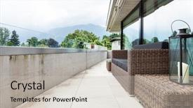  Presentation with garden - Cool new slides with balcony with comfortable garden furniture backdrop and a  colored foreground