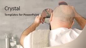  Presentation with hair brush - Amazing PPT theme having bald adult man with hair backdrop and a mint green colored foreground