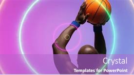  Presentation with abstract circles - Presentation design consisting of bald-african-american-basketball-player background and a purple colored foreground