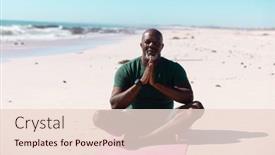  Presentation with active lifestyle - Presentation enhanced with bald-african-american-senior-man background and a lemonade colored foreground