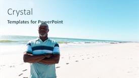  Presentation with tranquil - Presentation having bald-african-american-senior-man background and a cool aqua colored foreground