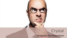  Presentation with contemplating - Colorful slide deck enhanced with bald-businessman-contemplating-while-wearing backdrop and a coral colored foreground