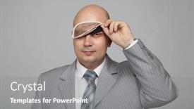  Presentation with gray - Theme featuring bald-businessman-in-a-gray background and a gray colored foreground