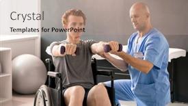  Presentation with bald - Audience pleasing presentation consisting of bald-clinician-in-blue-uniform backdrop and a coral colored foreground