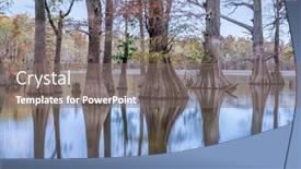  Presentation with fall lake - PPT theme having bald-cypress-trees background and a gray colored foreground