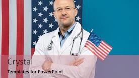  Presentation with stars stripes - Cool new slide set with bald-doctor-in-whitecoat backdrop and a coral colored foreground