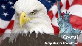  Presentation with liberty - Slide deck having bald eagle with statue background and a dark gray colored foreground