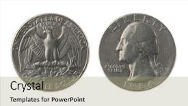  Presentation with quarter - PPT layouts enhanced with bald eagles - us one quarter coin twenty background and a mint green colored foreground