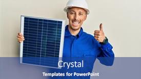  Presentation with photovoltaic - Presentation theme consisting of bald-engineer-man-with-beard background and a ocean colored foreground