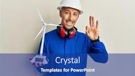  Presentation with solar electricity - Theme having bald-engineer-man-with-beard background and a ocean colored foreground