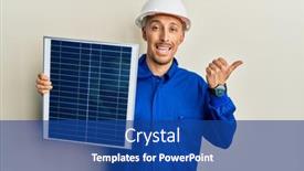  Presentation with photovoltaic - PPT layouts with bald-engineer-man-with-beard background and a ocean colored foreground