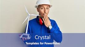  Presentation with solar electricity - Slide set featuring bald-engineer-man-with-beard background and a ocean colored foreground