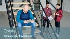  Presentation with scrolling - Slide deck having bald-engineer-with-digital-tablet background and a ocean colored foreground