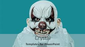  Presentation with evil - Slide set consisting of bald-evil-clown-wearing-white background and a light blue colored foreground