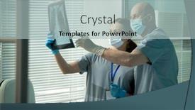  Presentation with bald - Slides with bald-male-clinician-in-uniform background and a light blue colored foreground