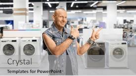  Presentation with denim - PPT theme with bald-man-in-a-denim background and a light gray colored foreground